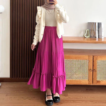 Bisa Rok Plisket Ruffle Plisket Skirt