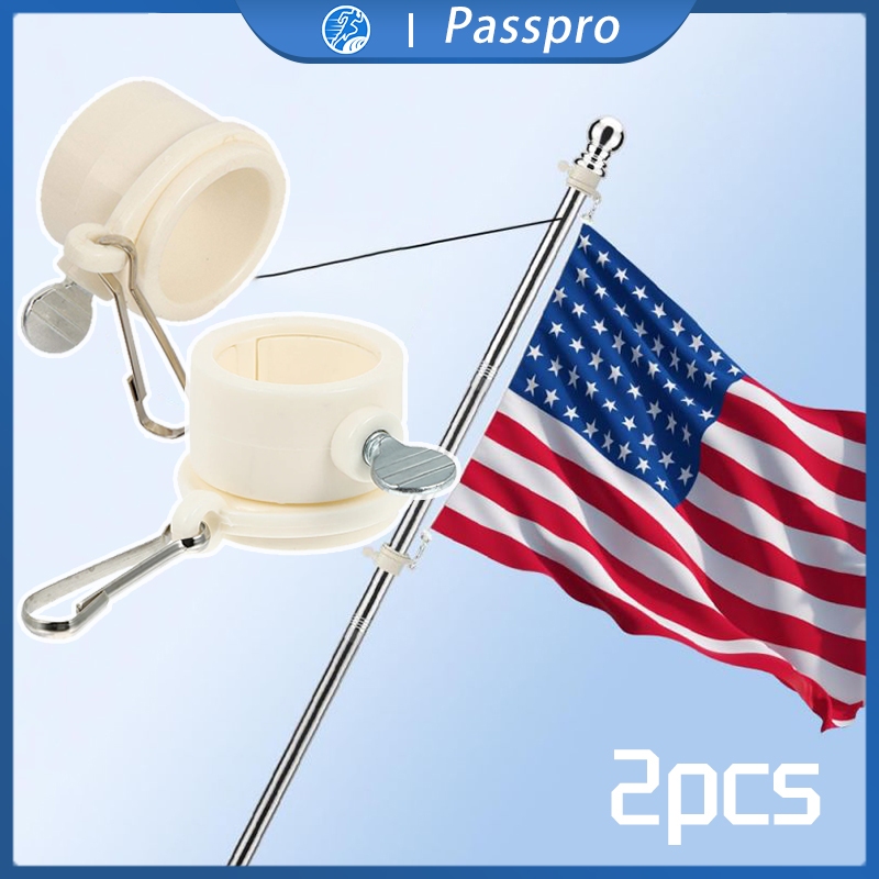 Jual 2pcs Tangle Free Flag Pole Mounting Ring Clip Flagpole Rotating ...