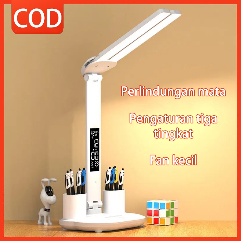 Jual Lampu meja LED dengan pengisian daya, tiga warna, untuk belajar ...