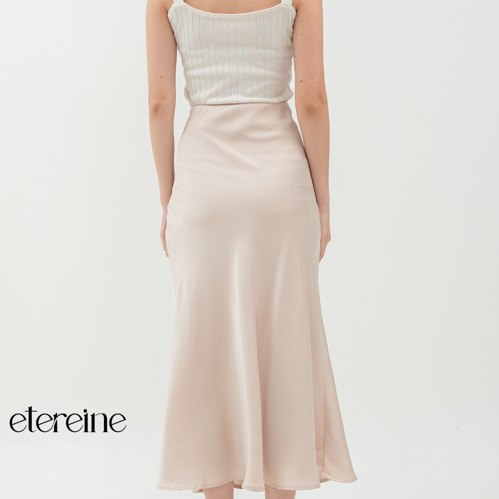 ETEREINE Rok Satin Reine 90CM Satin Long Skirt Rok Satin Panjang S Sampai 3XL