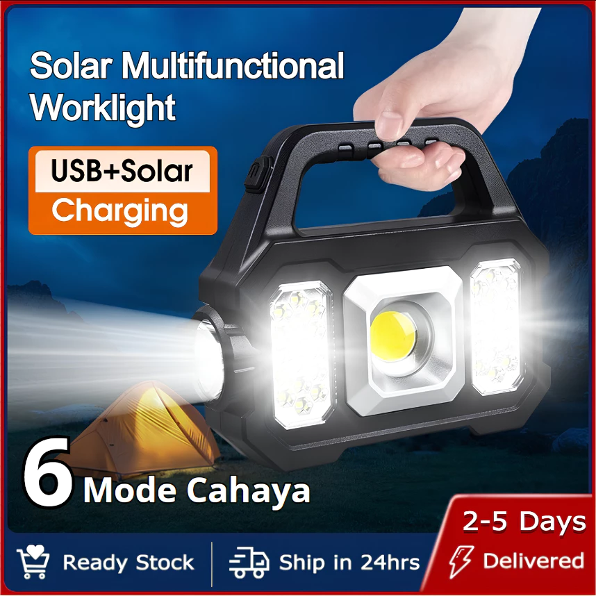 4 in 1 lampu senter emergency tenaga matahari lampu led usb waterproof