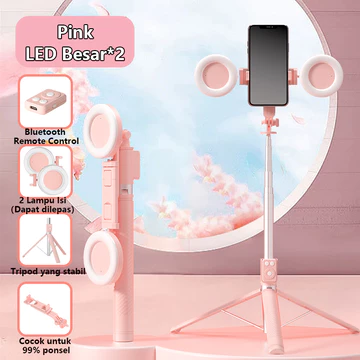 TR BISA 165CM Tongsis Tripod Lampu LED Gimbal Stabilizer Bluetooth Selfie Stick Remote With LED