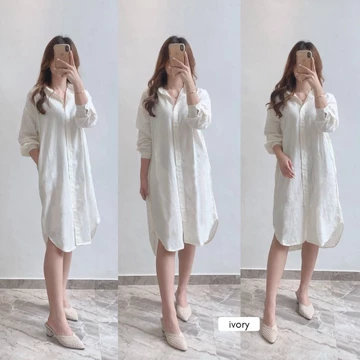 Wear Cameo Samantha Linen Dress ShirtDress Linen Casual Wanita Soft Panjang