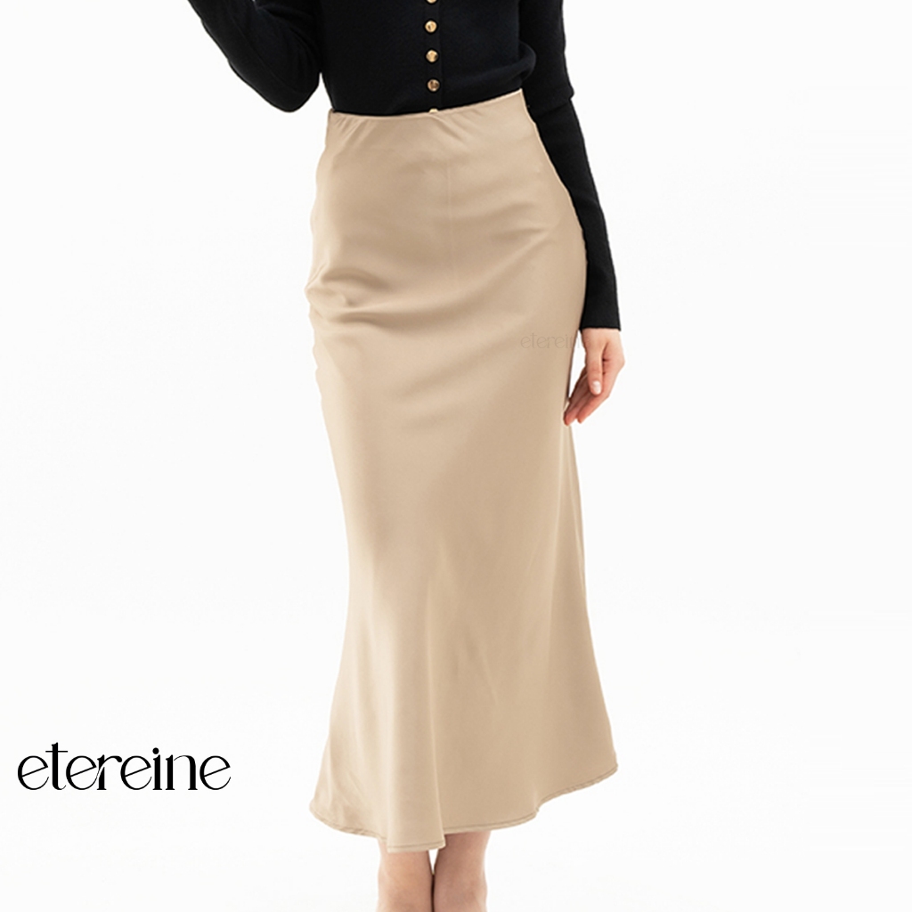 ETEREINE Rok Satin Reine 90CM Satin Long Skirt Rok Satin Panjang S Sampai 3XL