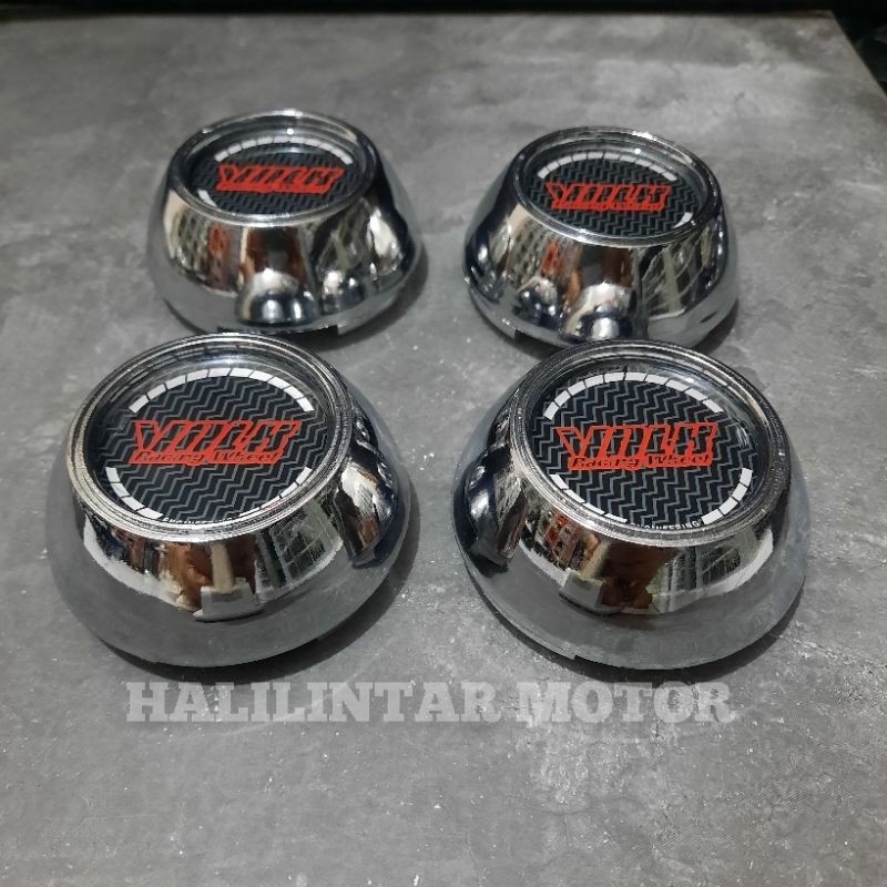 Jual Dop Roda tutup velg racing cembung chrome motif VOLK MERAH ...