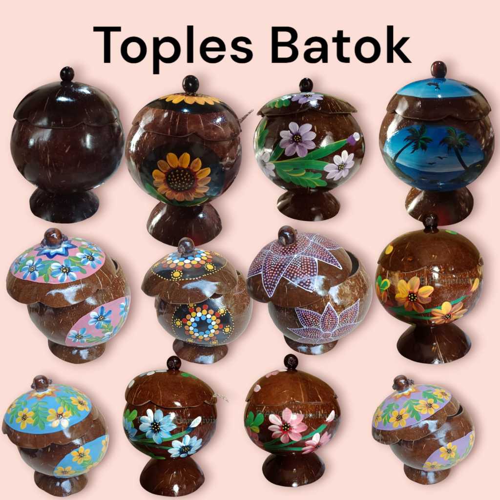 KERAJINAN BATOK KELAPA/Toples batok kelapa/Toples natural/GRATIS BOOBLE WRAP/Toples tempurung kelapa