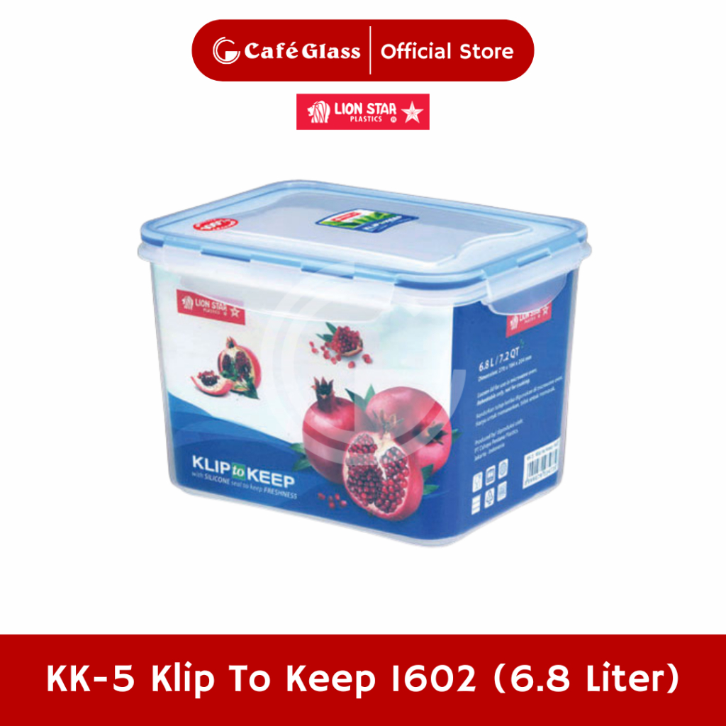 Toples Plastik Kedap Udara 6.8L - Lion Star (Kk-5) Klip To Keep Anti Tumpah Untuk Dapur, Kulkas, Bekal Makan