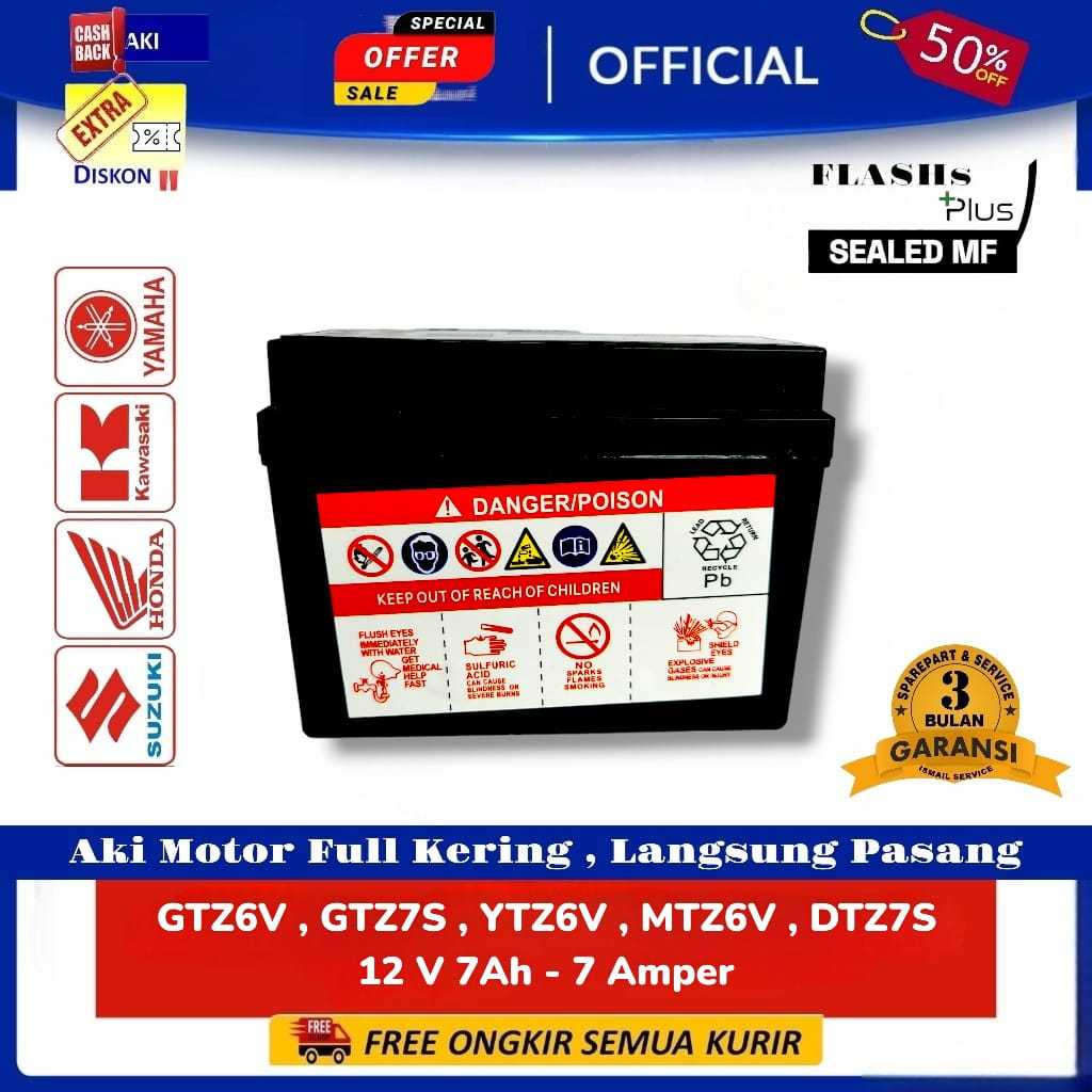 Aki Motor Baterai GTZ7S / GTZ6V / GTZ 7S / YTZ7S MTZ6VS Honda CBR 150R CB 150 R