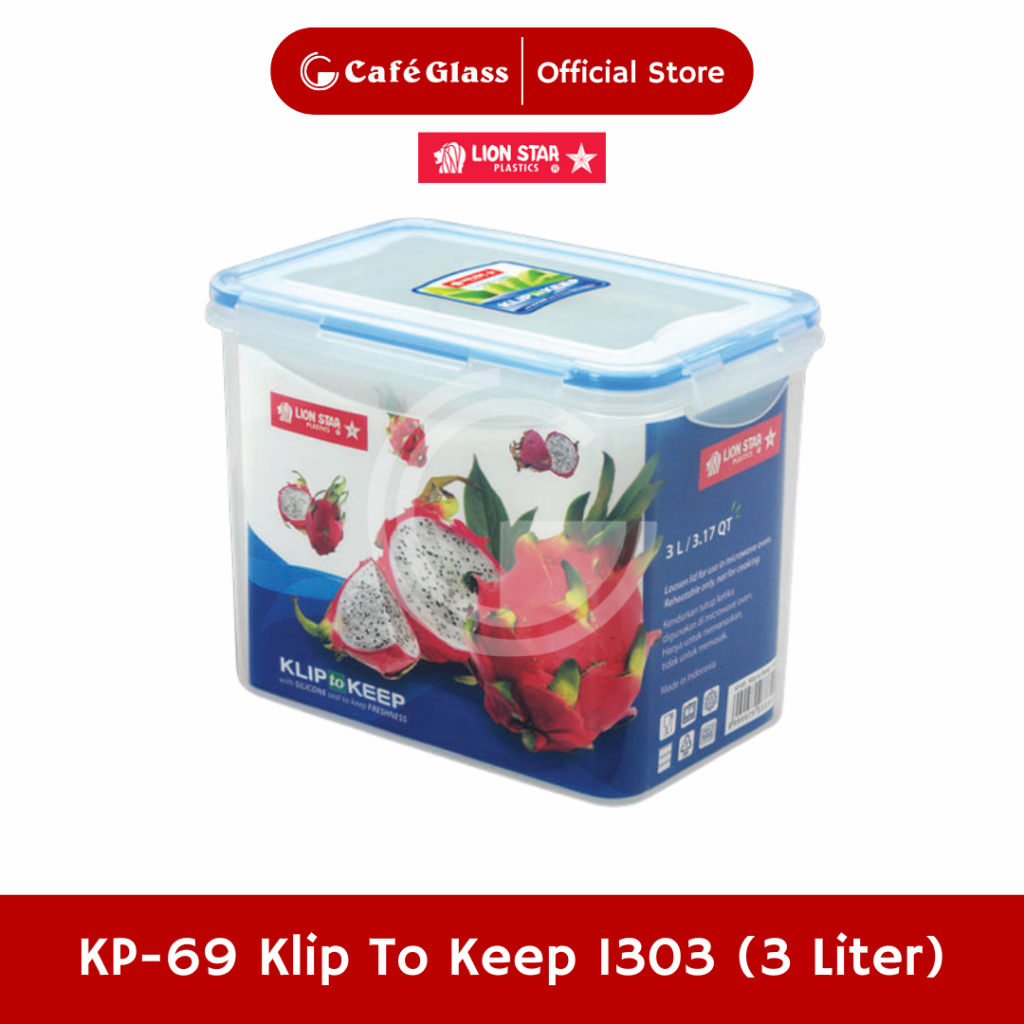 Toples Plastik Besar 3L Lion Star KP69 Kedap Udara - Wadah Kotak Makan Kerupuk Klip to Klip
