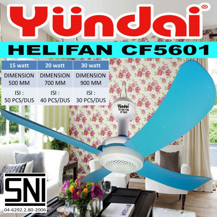 Jual Kipas Angin Gantung Helifan Yundai Type CF-5601 4&7 Watt Plafon ...