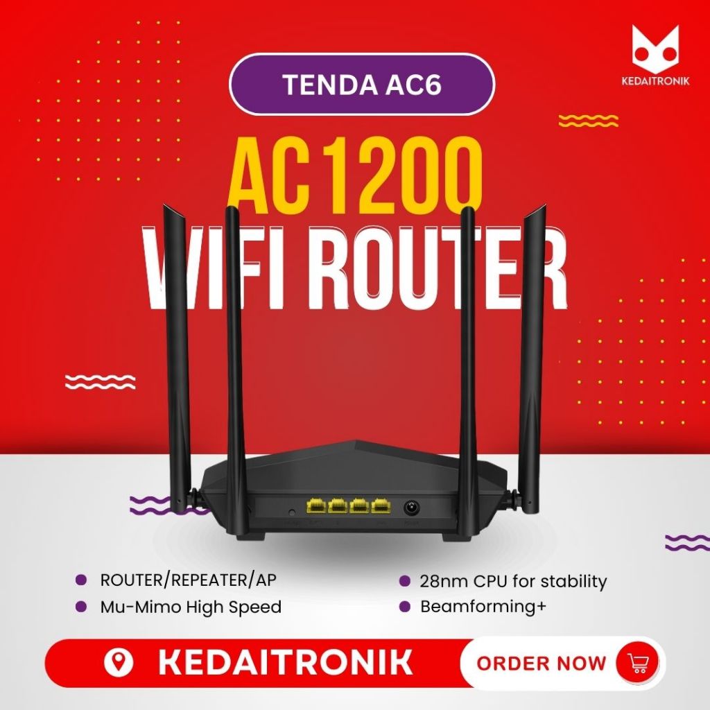 Jual Tenda AC6 WALL KILLER GIGABIT Router/ Extender Wifi/ Access Point ...