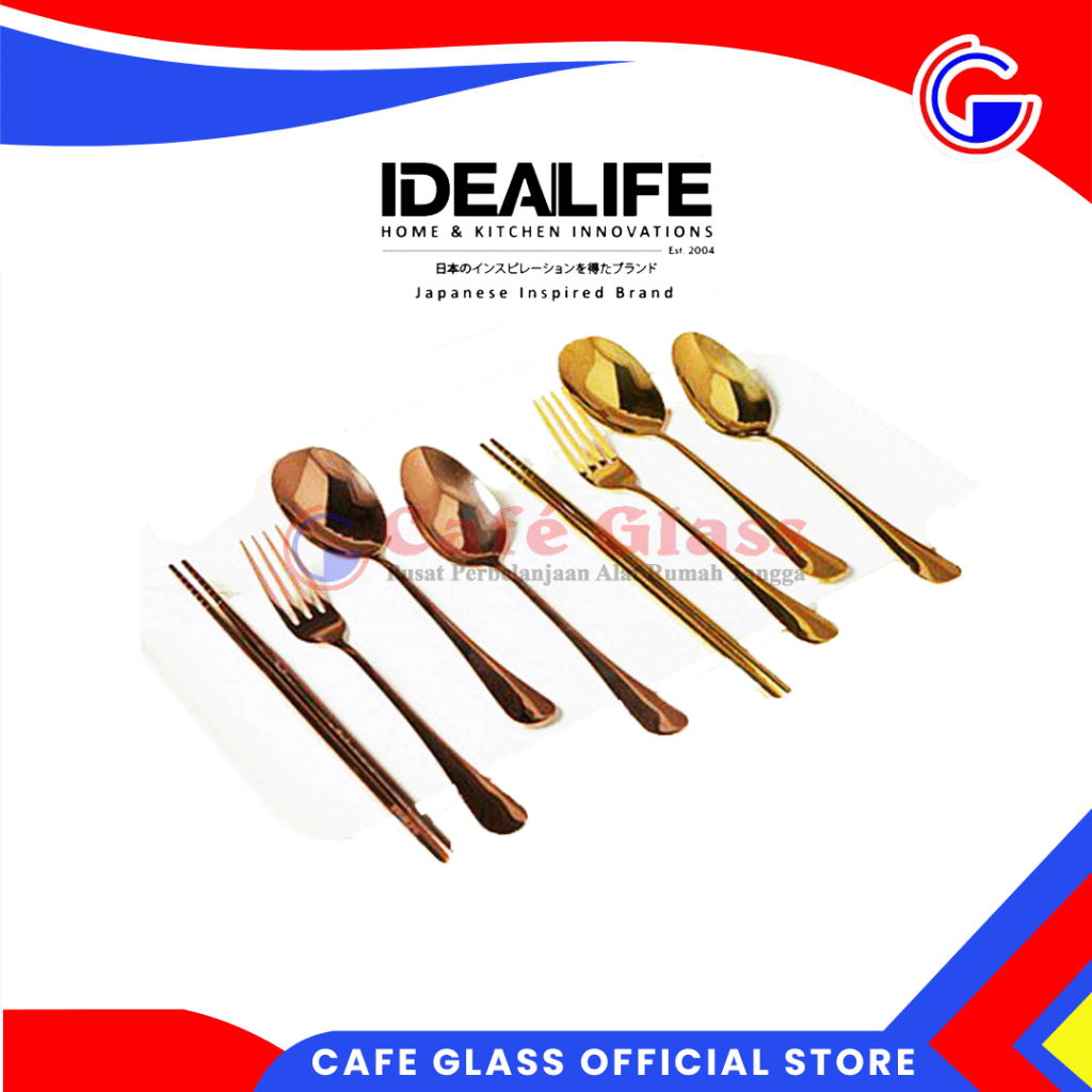 Royal Cutlery Set / Sendok Garpu Makan Set Idealife Gold Rose / Il-173A Royal Cutlery Set