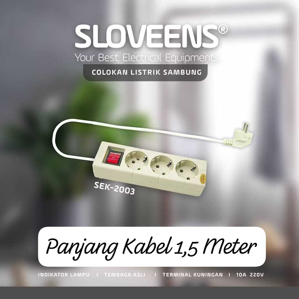 Jual STOP KONTAK COLOKAN LISTRIK MURAH 3 LUBANG PANJANG KABEL 1,5M ...