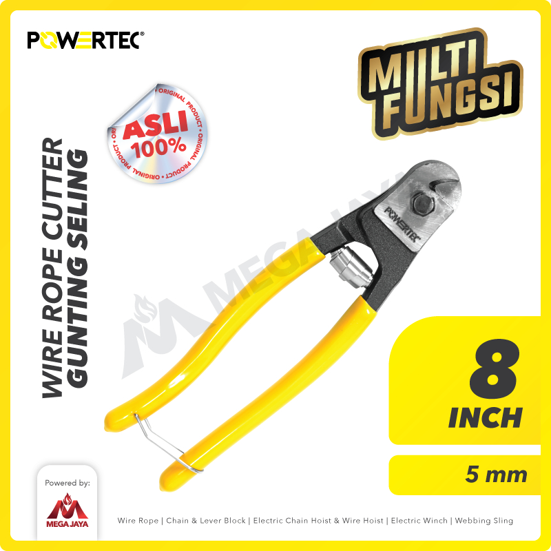 Jual POWERTEC Wire Rope Cutter / Gunting Kawat Seling 8