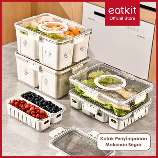 Eatkit Food Container 4 Grid/ 8 Grid Kotak penyimpana makanan ringan Tempat makan bumbu dapur Wadah penyimpanan makanan di kulkas dengan tutup kedap udara Food Storage