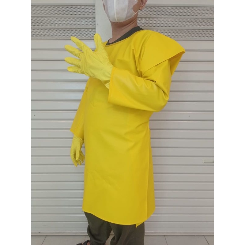 Jual Apron Semprot 2 Sisi PVC KUNING plus Lengan dan Sarung Tangan ...
