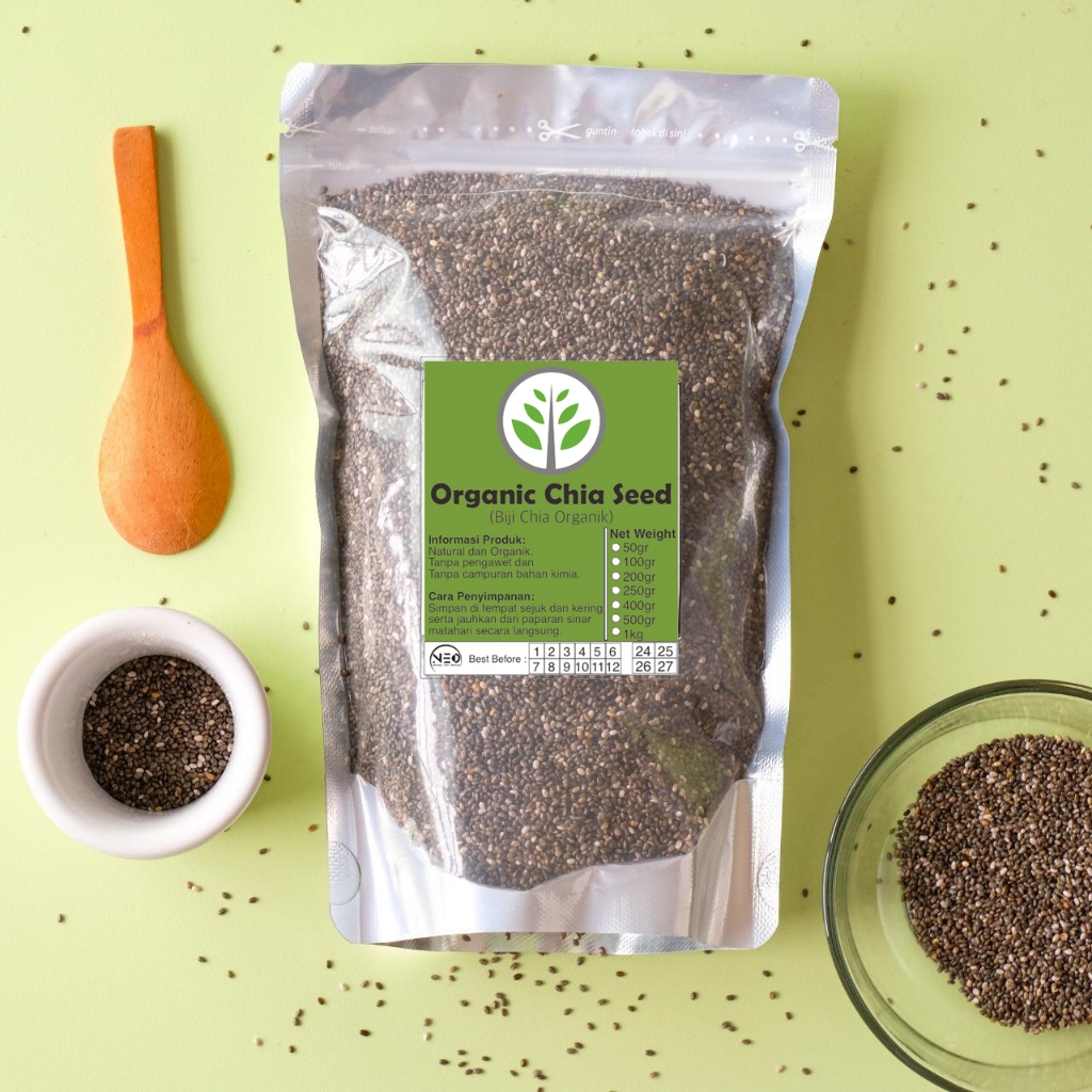 Jual Organic Chia Seed 500gram(1/2kg) BPOM HALAL/ Organic Black Chia ...