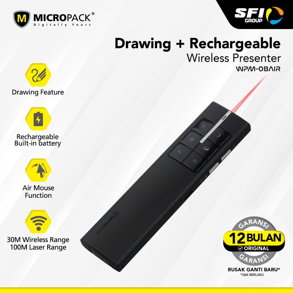 Jual 100% ORIGINAL MICROPACK WIRELESS PRESENTER MULTIMEDIA AIR MOUSE ...