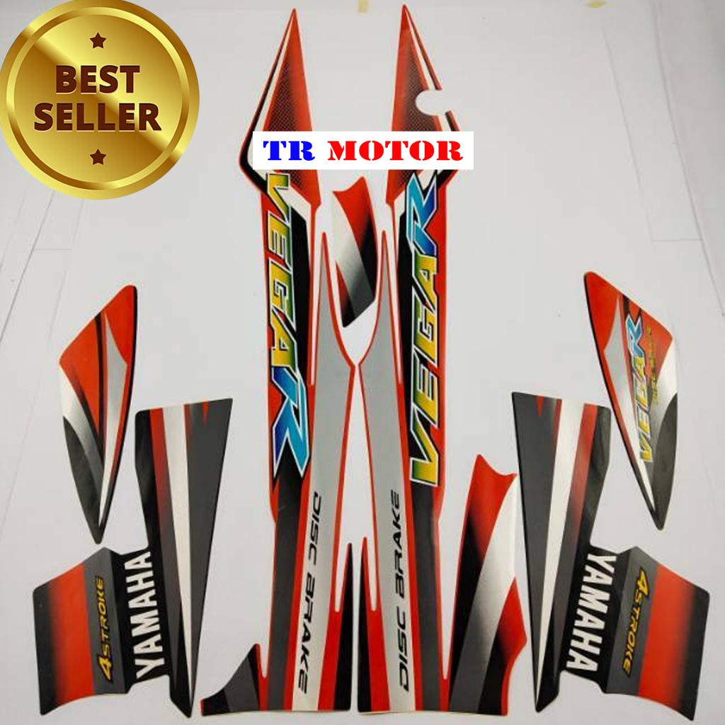 Jual Striping stiker polet motor Yamaha Vega r 2004 hitam oren list ...