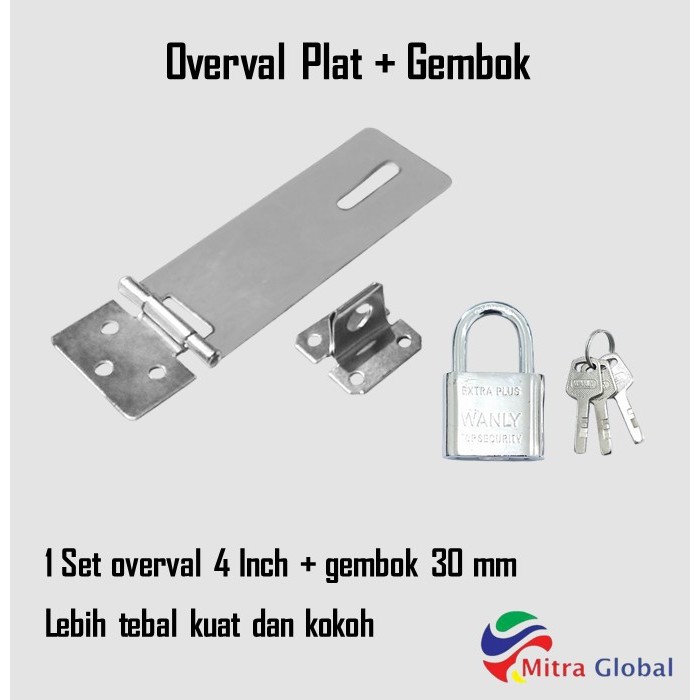 Jual Paket Gembok Nekel 30 Mm + Cantolan Gembok 4 Inch Kunci Engsel ...
