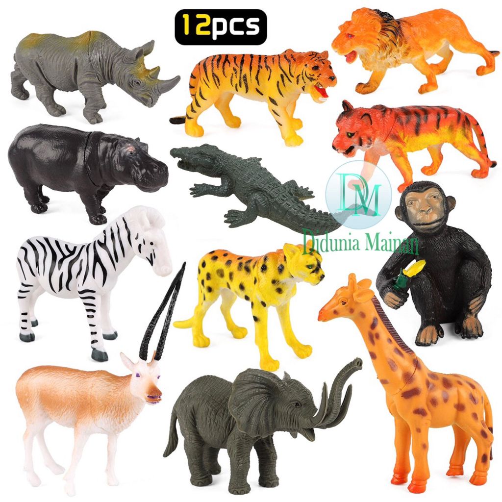 Jual mainan hewan karet koleksi anak binatang set wild animal figure ...