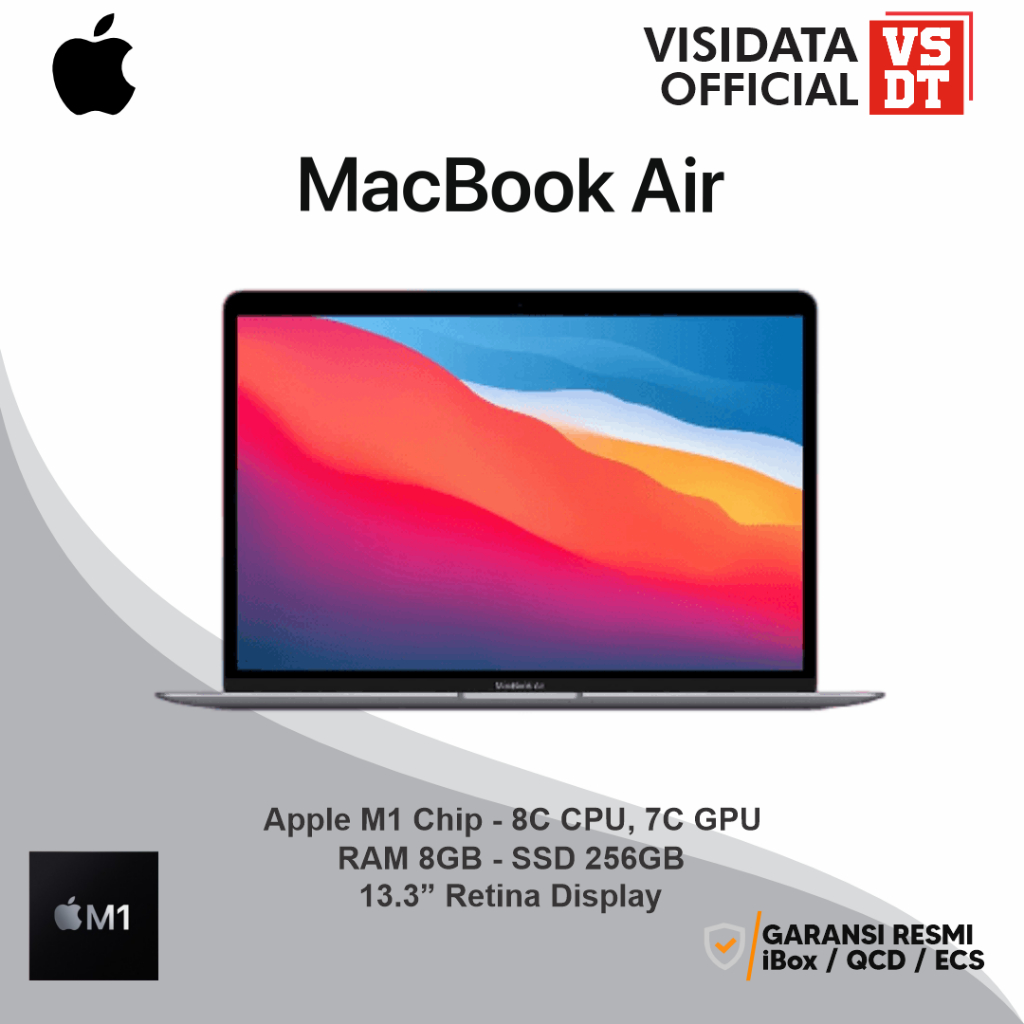 Jual Apple MacBook Air M1 Chip 8C CPU / 7C GPU / 8GB / 256GB / 13 ...