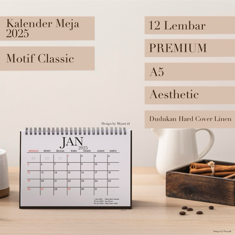 Jual Kalender Meja 2025 Motif Classic | Kalender 2025 Aesthetic ...