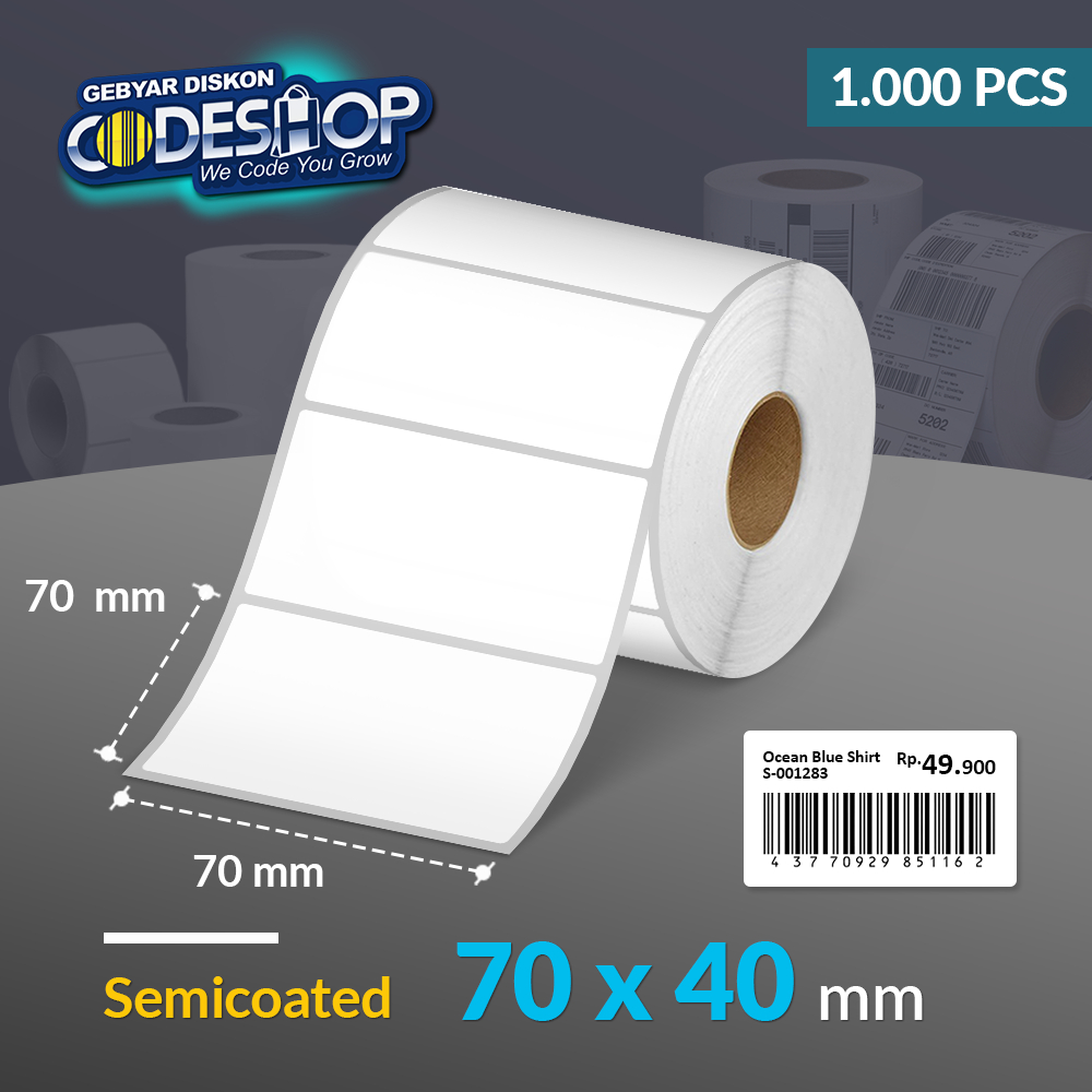 Jual Codeshop Kertas Label Semicoated 70x40 / 70 x 40 mm / 70x40mm 1 ...