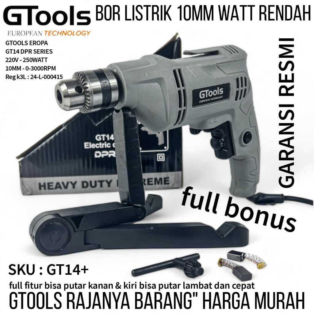 Jual Bor Listrik 10mm 250w GT14+ Gtools Eropa Garansi resmi 3000rpm
