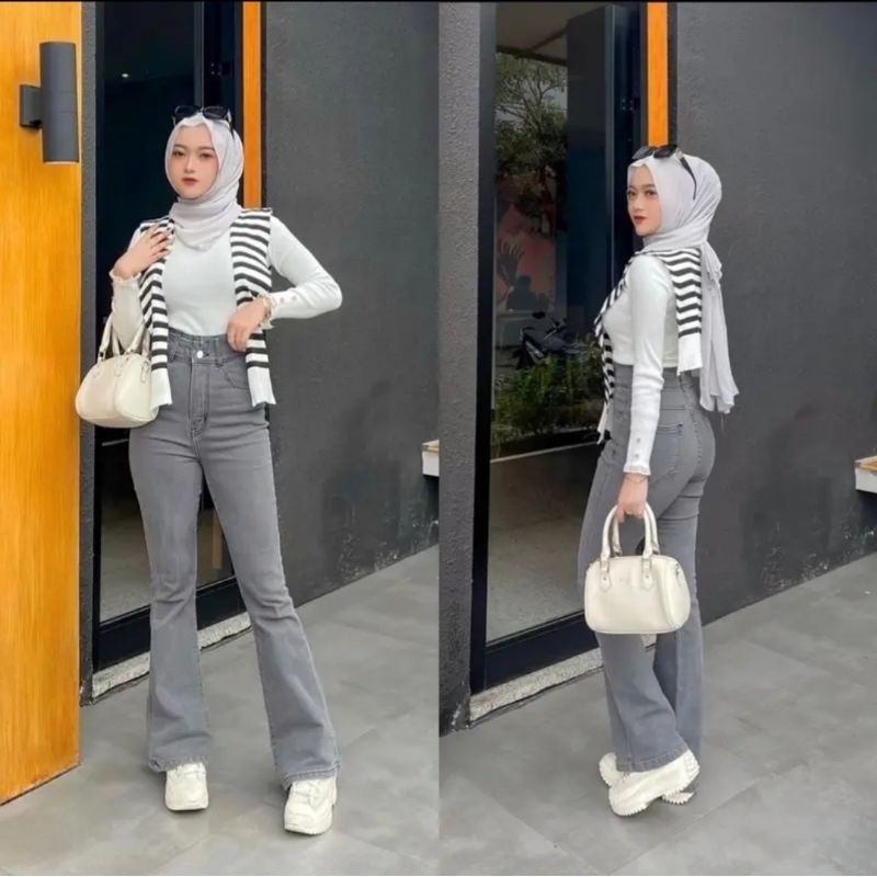 Jual Jeans Cutbray Highwaist Wanita Celana Jeans Wanita Celana Cutbray