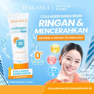 Hanasui Collagen Water Sunscreen SPF 30 - Ringan & Mencerahkan Kulit No Whitecast Tidak Kusam Berminyak