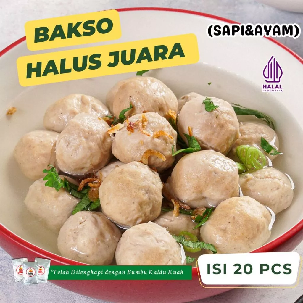 Bakso Halus Juara Isi 20 Pcs dan Bumbu Kuah Warisan Ibu