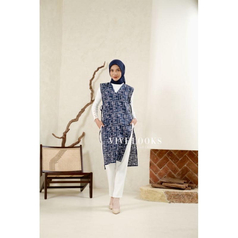 Jual VIVILOOKS-LONG VEST BATIK VEST PANJANG PATTERN PREMIUM MODERN ...