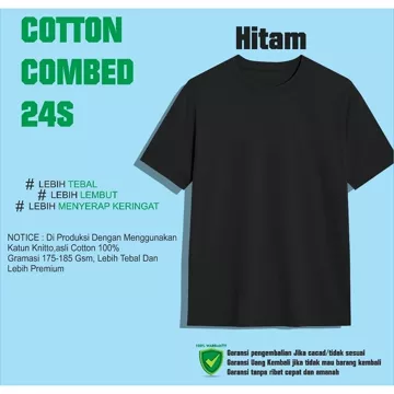 Kaos Polos Katun KNITTO Combed 24 Big Size ( Asli Katun 24s Bergaransi )