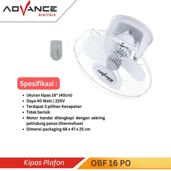 Jual ADVANCE OBF-16 ORBIT FAN 16 INCI / AUTO FAN 16IN / KIPAS ATAP ...
