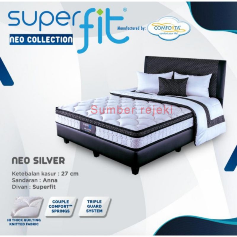 Jual comforta super fit neo silver 160 x 200 kasur spring bed full set ...