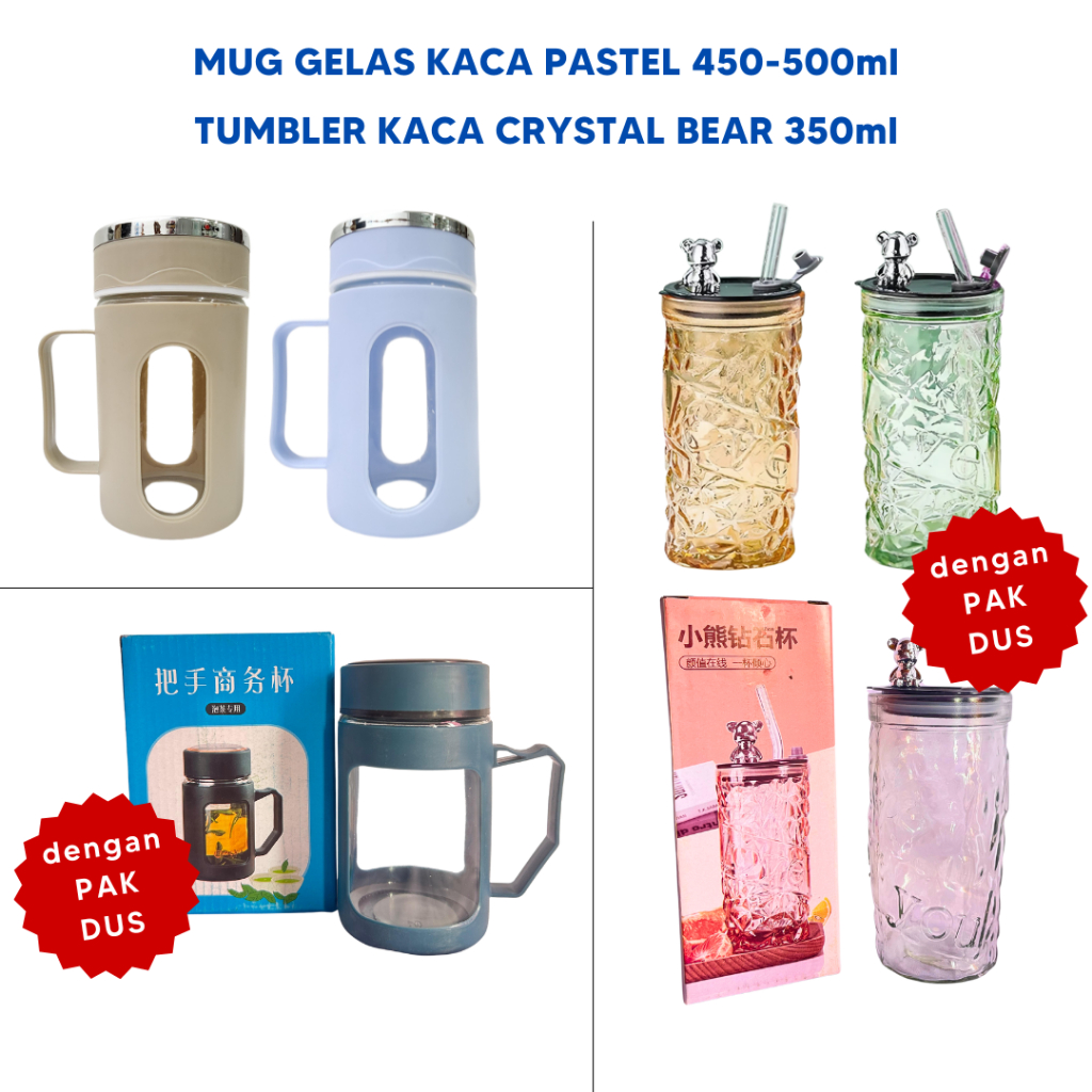 Jual Mug Gelas Botol Minum Mug Kaca Pastel 450ml 500ml(FREE PACKING DUS ...