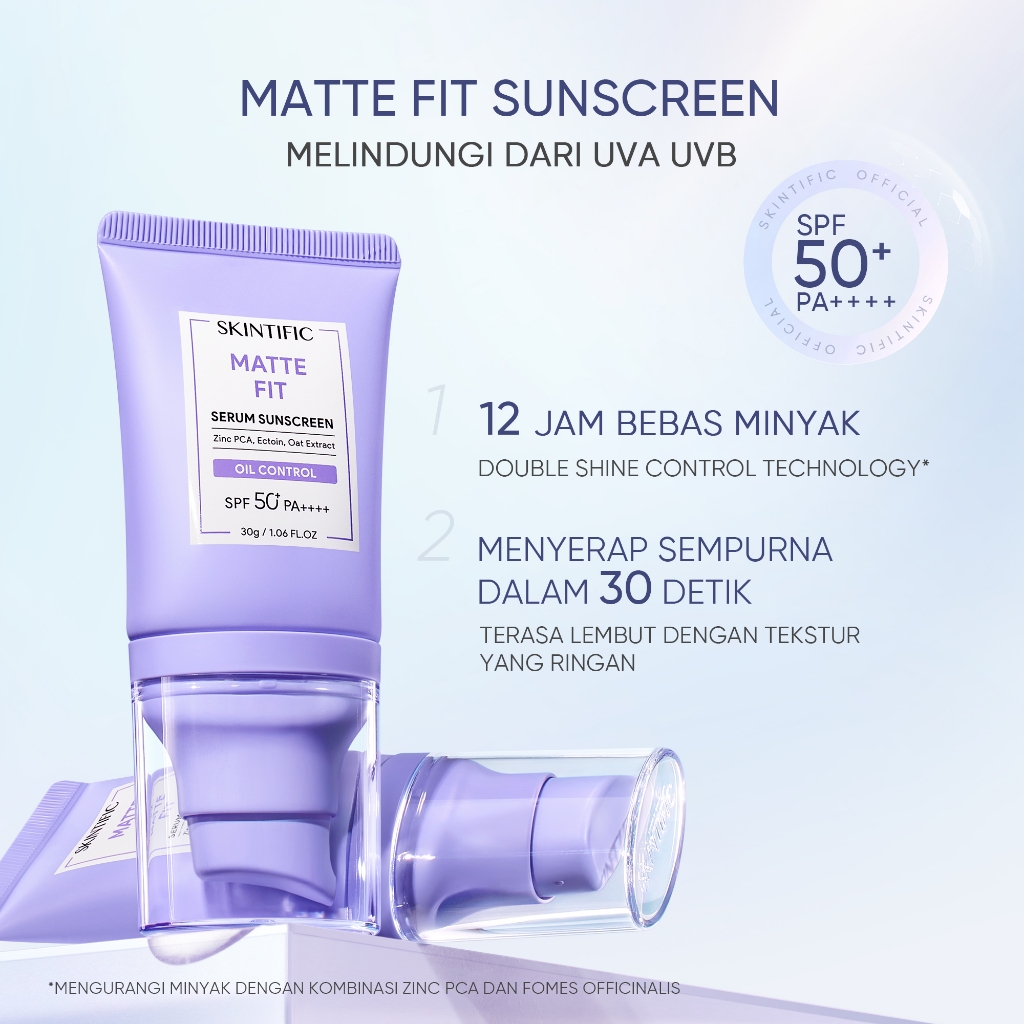 Jual SKINTIFIC - Matte Fit Serum Sunscreen SPF50+ PA++++(UNGU) | Shopee ...