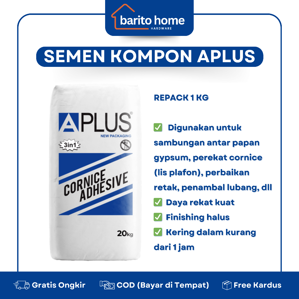 Jual Semen Kompon Aplus Gypsum Cornice Adhesive Ecer Repack 1 Kg ...