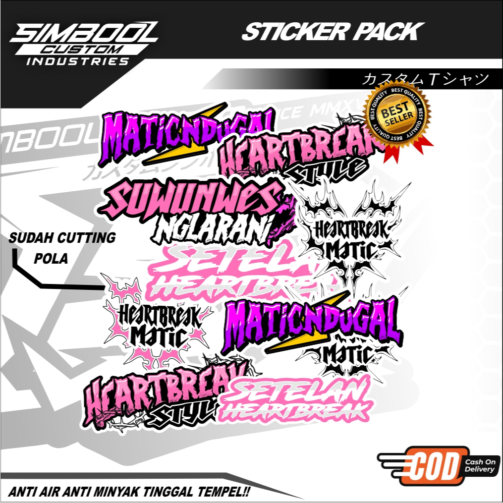 Jual (BISACOD) - HEARTBREAK STYLE matic sticker VIRAL pack bahan ...
