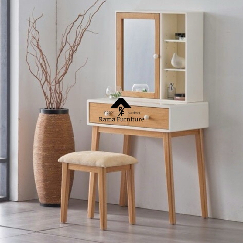 Jual Set Meja rias kursi minimalis modern kayu jati | Shopee Indonesia