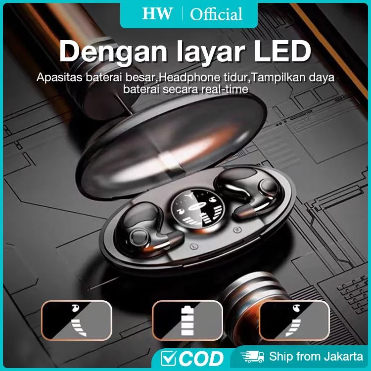 Hw earphone bluetooth 5.3 headphone tidur nirkabel tidur tak terlihat invisible sleep