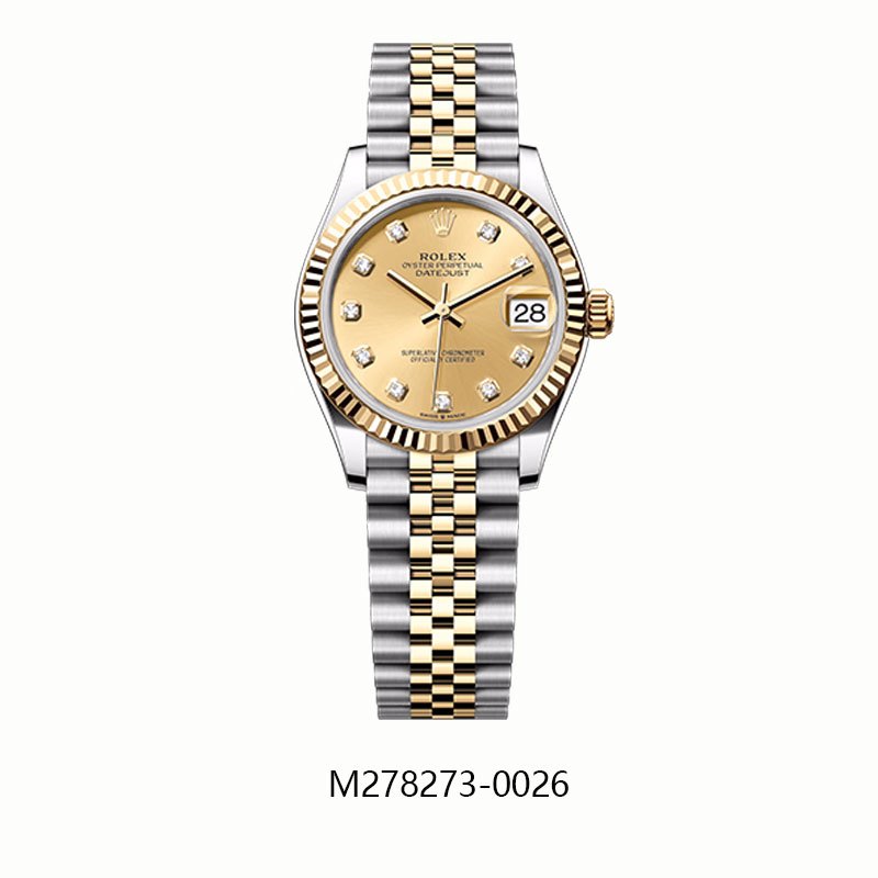 100 ASLI Original jam tangan rolex Lady Datejust 18K rose gold Diamond Datejust 28mm Ready Stock Automatic 18K Gold uang perantara Teflon material