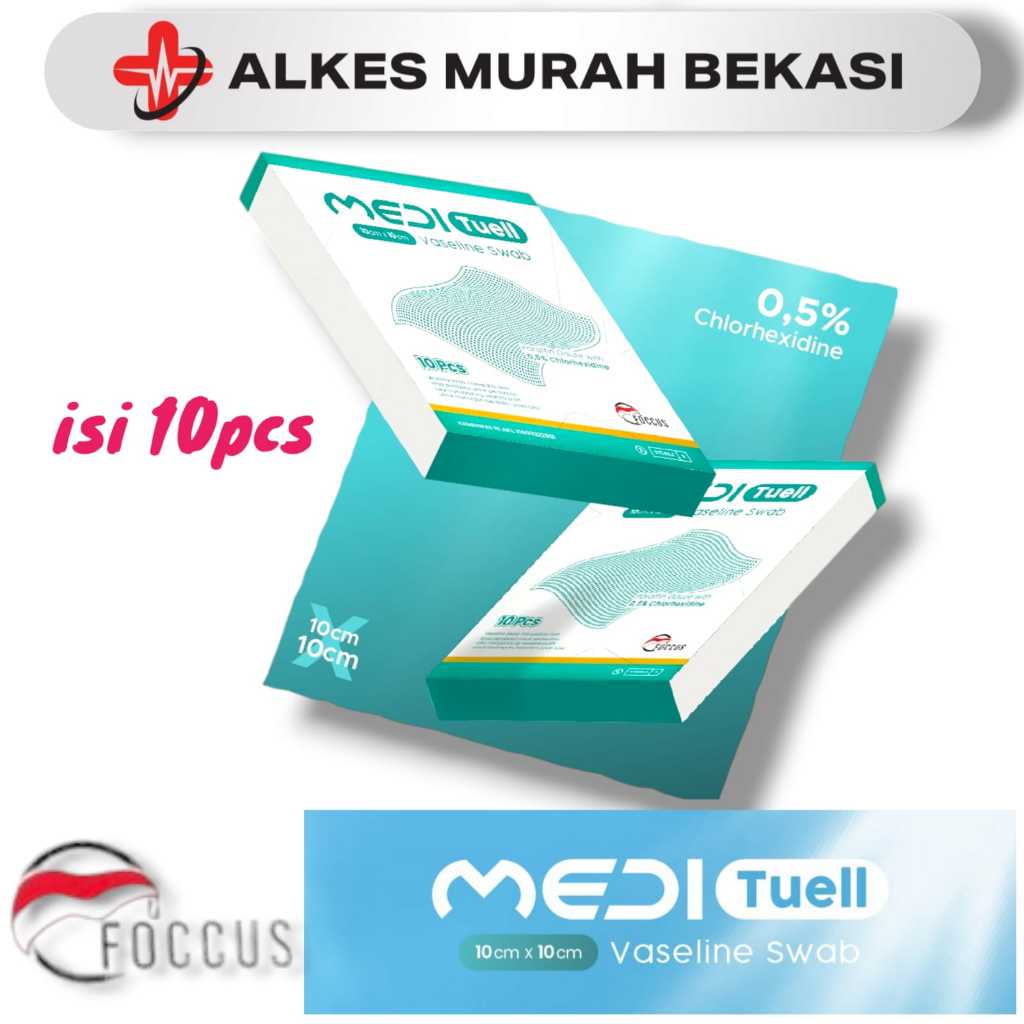 Jual FOCCUS MEDI Tuell UKURAN 10 cm x 10 cm Paraffin Gauze with 0,5% ...