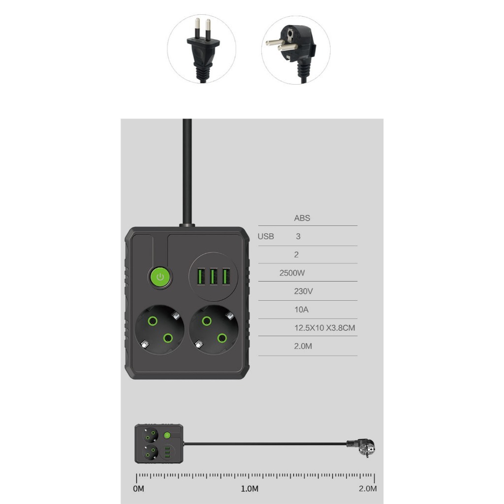 Jual Ideame Colokan Listrik F13U White - Black 2Soket + 3USB 2500W ...