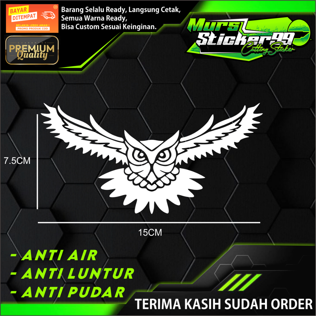 Jual Sticker Cutting BURUNG HANTU MELEBARKAN SAYAP Cocok Untuk Motor ...