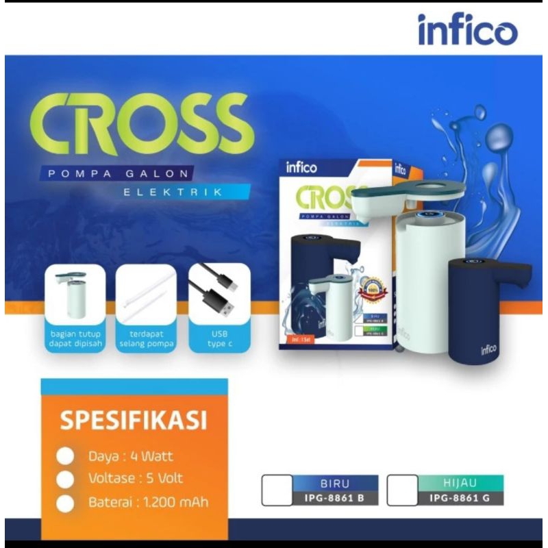 Jual Pompa Galon Air Elektrik Portable Infico Cross IPG-8861 Charge USB ...