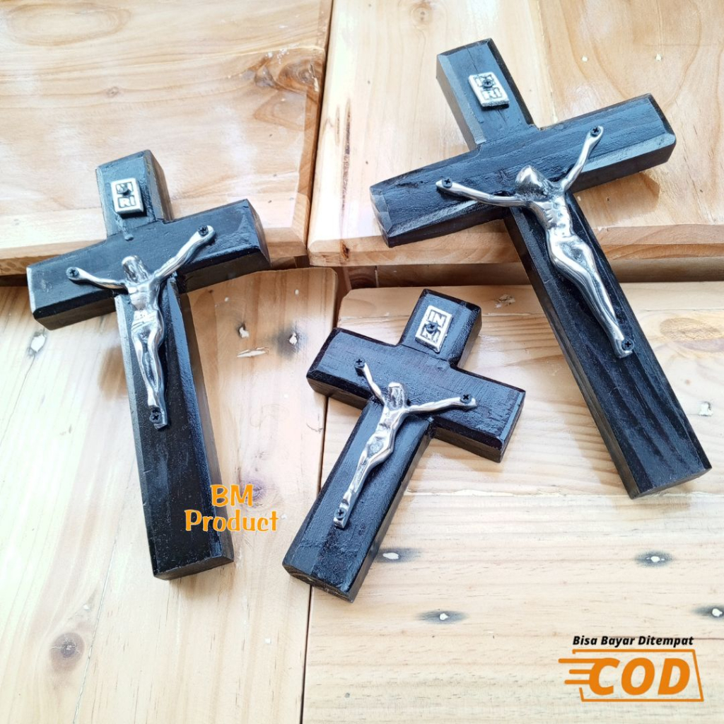 Jual Salib Dinding Patung Yesus INRI Hitam Salib Katolik Salib Dinding ...