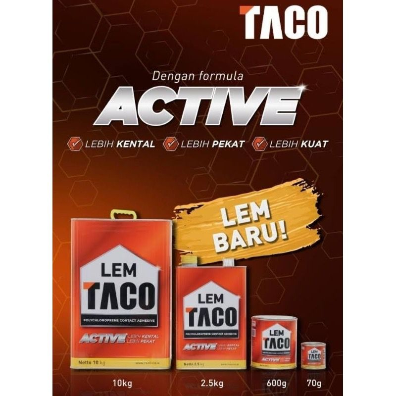 Jual Lem Kuning Serbaguna Taco Active 10kg Lem Hpl Kayu Triplek Vinyl