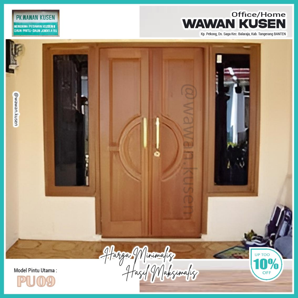 Jual PINTU UTAMA KAYU MAHONI SOLID PREMIUM PINTU DEPAN KUSEN PINTU DAUN